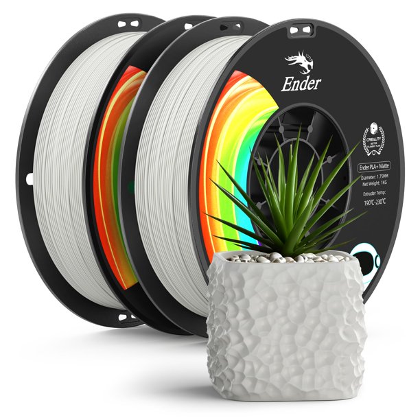 Creality Matte Pla+ Filamento 1,75 Mm 2 Kg (4,4 Lb) Acabado Sin Brillo Impresora 3D Paquete De Filamentos Pla Baja Deformación Líneas De Capa Mínima Color Vivo Precisión Dimensional +/- 0,02 Mm Blanco