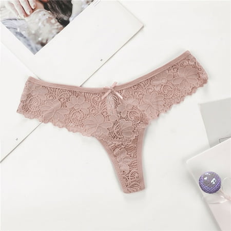 

uikmnh Women Lace Thong Triangle Hollow Breathable Cotton Crotch Panties