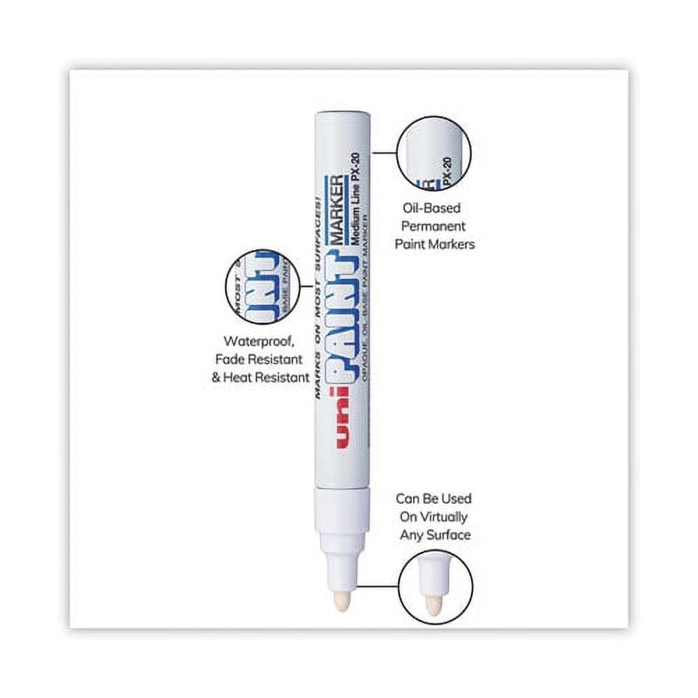 Permanent Marker, Medium Bullet Tip, White | Bundle of 5 Each