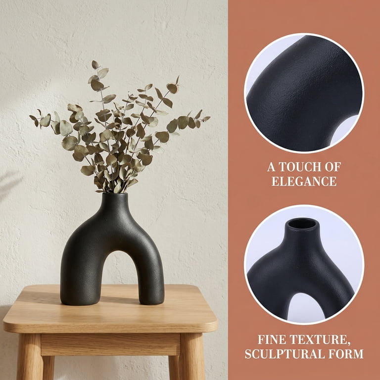 Unique Bargains Large Ceramic Square Geometric Flower Vase Black 5.8 inchl x 5.8 inchW x 6.6 inchh, Size: 5.8 inchLarge x 5.8 inchW x 6.6 inchH