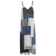 thumbnail image 6 of Abstract Geometric Art Blue Black Grey Sleeveless Dress Loose Women's Dress Dresses Luxury Evening Dresses, 6 of 9