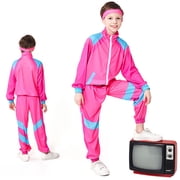 Vividxx 80s 90s Retro Windbreaker Sets Girls Workout Outfits Sets Track Suit For Girls Solid Color Toddler O-Neck Stylish Dailywear