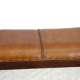 Entryway Bench, Mid Century Modern Tan Leather Bench with Solid Wood
