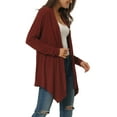 thumbnail image 4 of Unique Bargains Women's Spring Fall Draped Open Front Lightweight Cardigan Shrugs Boleros L Wine Red, 4 of 6