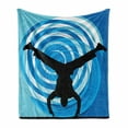 thumbnail image 1 of Hip Hop Soft Flannel Fleece Throw Blanket, Boy Doing Head Spin on the Floor Illustration with Abstract Backdrop, Cozy Plush for Indoor and Outdoor Use, 60" x 80", Blue Pale Blue Black, by Ambesonne, 1 of 6