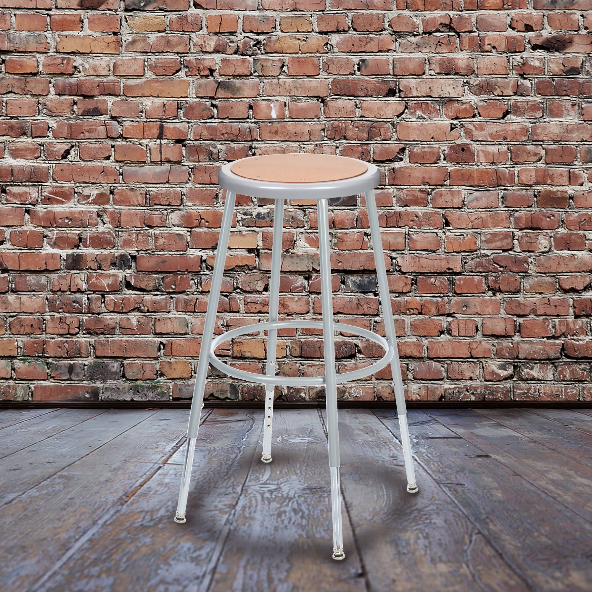 Hampden Furnishings Flynn Collection 25"-33" Height Adjustable Steel Stool, Grey, 2 Pack