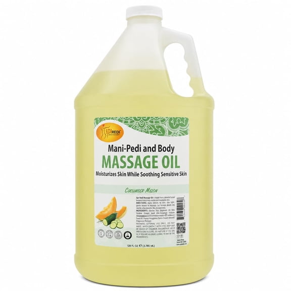 SPA REDI Massage Oil, Cucumber & Melon, 128 oz - Professional Full Body Therapy