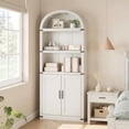 thumbnail image 3 of Bookcase Arched Bookshelf 71.65in Tall Bookcase Farmhouse Display Storage Rack Wooden Bookshelves for Home Office, Living Room, 3 of 9
