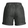 thumbnail image 6 of Women's High Waist Tencel Linen Blend Straight Leg Shorts Cuffed Hem Pockets Casual Summer Bottoms with Drawstring Gray, 6 of 6