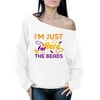 Mardi Gras Women Sweater Funny Fat Tuesday Gifts for Her I'm Here for the Beads Off Shoulder Top