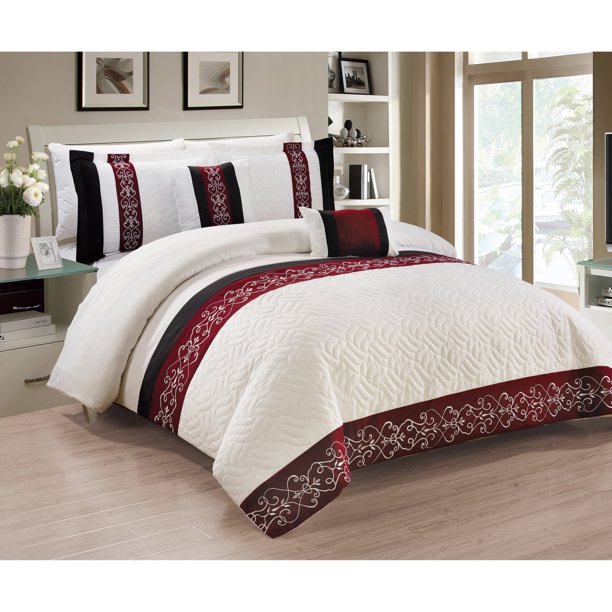 Newton 5Piece Comforter Set, Burgundy King