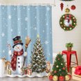 thumbnail image 5 of 54x78 Inch Shower Curtain Decorative Christmas Snowman Bathtub Bath Curtains Fabric Waterproof Bathroom Decor, Xmas Pine Tree Winter Snowflakes Sky Blue Small Stall Shower Curtain Set with 12 Hooks, 5 of 8