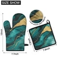 thumbnail image 6 of Teal Gold Marble Kitchen Oven Mitt and Pot Holder Sets 2 Pcs for Baking, Cooking and Grilling, Heat Resistant Up To 392 °F, 6 of 7