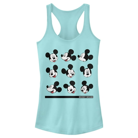 Junior's Mickey & Friends Facial Expressions  Racerback Tank Top Cancun Medium