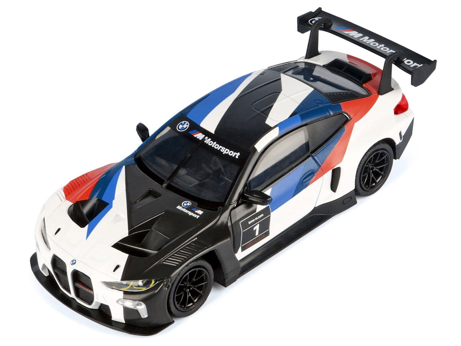BMW M4 GT3 #1 White with Black, Blue and Red Graphics "GT Racing" Series 1/24 Diecast Model Car by Motormax