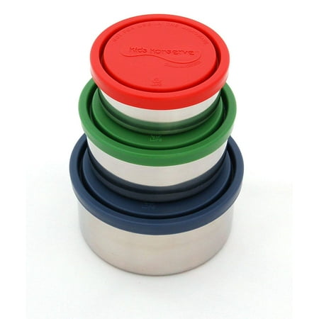 U Konserve Nesting Trio Stainless Steel Containers with Leak-Resistant Lids, Navy/Green/Red, Malleable non-toxic lids, easy for little fingers.., By Kids