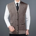 thumbnail image 5 of WREESH Fashion Vest Zip-Up Sleeveless Cardigan Men's S Sleeveless Garment Comfortable Breathable V-Neck Blouses Tops Sweater Coffee, 5 of 6