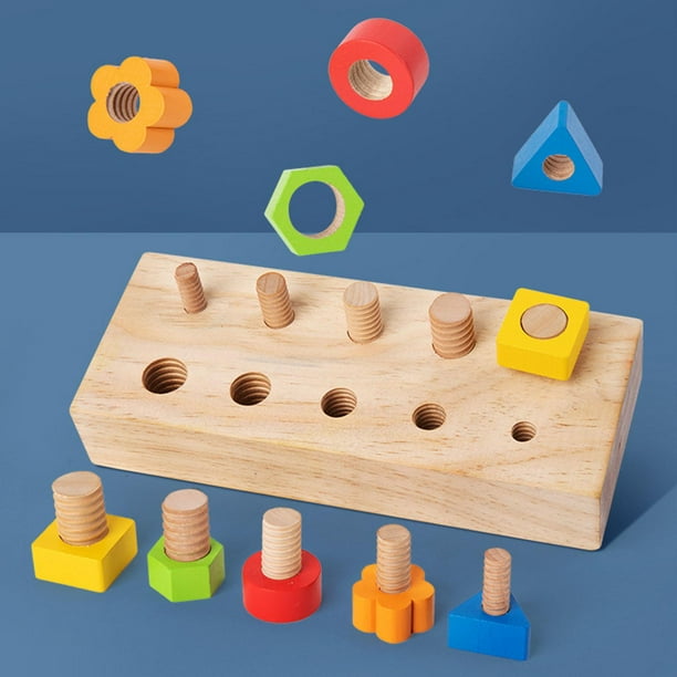 Kids Wood Nuts and Bolts Board Preschool Learning Toys Fine Motor Skills Screws