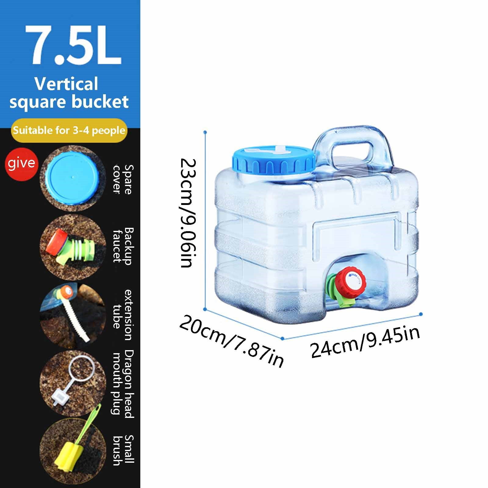 Outdoor Camping Square Water Tank Clear Out,Miayilima Camping Water Tank with Faucet Emergency Water Storage for Outdoor Camping Hiking 10 Liters
