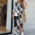 thumbnail image 1 of Tralilbee Robe Chemise Longue pour Femmes à Col Rabattu Été Élégante à Boutons Robe de Soirée Décontractée Printemps à Manches Longues Robe Maxi de Plage, 1 of 2