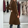 thumbnail image 5 of Womens Wool Coat with Belt Double Breasted Trendy Winter Long Pea Coats Pocketed Trench Coat Lapel Jacket Outwear (XL, Coffee), 5 of 7