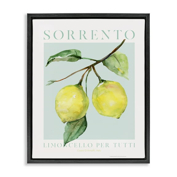 Stupell Industries Sorrento Lemon Branch Food & Beverage Painting Black Floater Framed Canvas Art Print Wall Art, 17 x 21