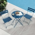 thumbnail image 2 of Kromax Outdoor 3 Piece Patio Bistro Set, Folding Bistro Table and 2 Folding Chairs, Patio Conversation Furniture Set, Space Saving, Blue, 2 of 7