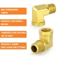thumbnail image 3 of GASHER 5pcs 90 Degree Barstock Street Elbow, 3/8 Inch NPT Male Pipe to 3/8 Inch NPT Female Brass Pipe Fitting, 3 of 6