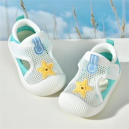 

Hinvhai Baby Boys Girls Summer Cute Printed Sandals Clearance Casual Solid Color Breathable Mesh Rubber Sole Non-Slip Soft Sole Outdoor Shoes for Infant Green 2.5 Years