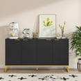 thumbnail image 2 of Fluted Sideboard Buffet Cabinet with Storage, Modern 4 Door Fluted Credenza Accent Cabinet Buffet Cabinet with Adjustable Shelves, Bar Cabinet Cupboard for Home & Kitchen Dining Room, 2 of 7