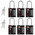 thumbnail image 1 of Forge Dual-Opening: Key or Combination Access Lock, TSA Approved Locks for Luggage, Pelican case, Travel, Gym, School, Stainless Steel Shackle.(Black 6 Pk), 1 of 8