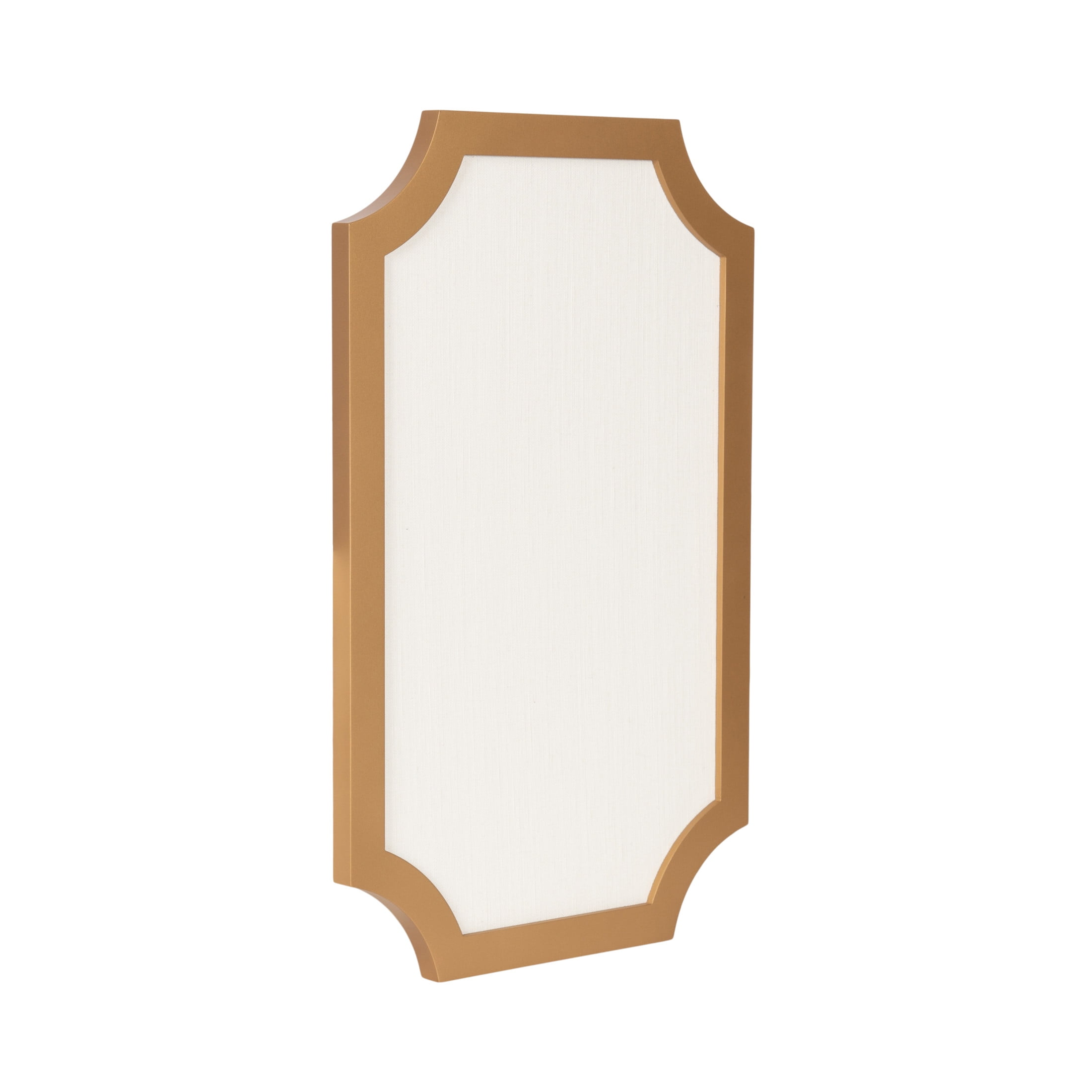 Kate and Laurel Holbrook Glam Framed Scallop Fabric Pinboard, 15 x 24, Gold, Decorative Modern Scalloped Bulletin Board for Use as Vision Board or Wall Organization