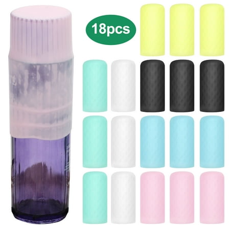 TSV 18pcs Silicone Bottle Covers, Elastic Sleeves for Leak Proofing, Travel Size Container Silicone toiletry sleeves, Travel Essential for Women Men