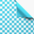 thumbnail image 2 of American Greetings 30 in. Teal Reversible Wrapping Paper, Solid & Checkered Patterns (1-Roll, 20 Sq. ft.), 2 of 5