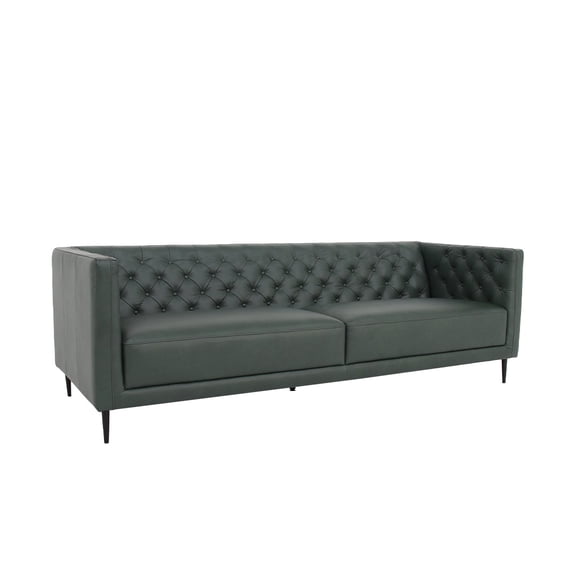 Crafters and Weavers Lucius Top Grain Leather Sofa in Green