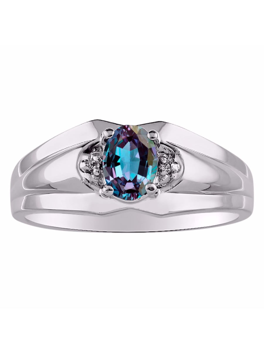 Rylos - Classic Diamond and Simulated Alexandrite / Mystic Topaz Ring ...