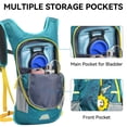 thumbnail image 5 of Paquete de hidratación, mochila de hidratación con vejiga de hidratación de 2 litros, mochila ligera para correr, para mujeres, hombres y niños (verde oscuro), 5 of 5