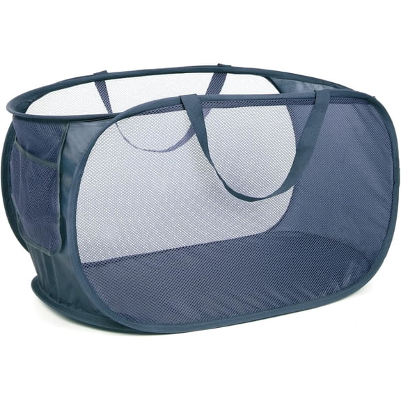 HEETLY 76L Collapsible Laundry Basket, Pop Up Mesh Laundry Hamper with Handles, Reinforced Steel Ring & Upgraded Durable Material, Foldable Laundry Basket for Dorm Travel Bathroom