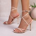 thumbnail image 6 of Elegant Stiletto Open Toe Summer Sandals Strappy High Heel Dressy Sandals witn Ankle Strap (Beige 6), 6 of 7