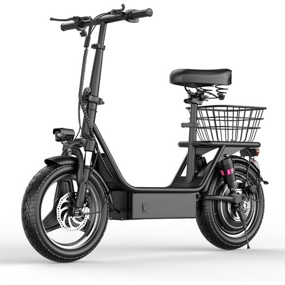 Electric Scooter for Adults with Seat, 25 Miles Range Folding 330LBS Load Electric Scooter with Basket for Groceries Pets Commuter
