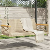 vidaXL Swing Bench Beige 42.9"x24.4"x15.7" Poly Rattan