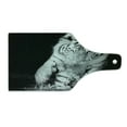 thumbnail image 2 of Tiger Cutting Board, Black and White Image of Large Cat Playing with Water Cool Animals Fun Hunter, Tempered Glass Cutting and Serving Board, Wine Bottle Shape, Black Pale Grey, by Ambesonne, 2 of 5