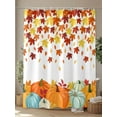 thumbnail image 4 of Orange Fall Thanksgiving Pumpkin Shower Curtain, Retro Autumn Maple Leaf Bathroom Decor Curtains Set with Hooks, White Waterproof Fabric Home Accessories， Stall 36 X 72 Inch, 4 of 6