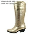 thumbnail image 2 of Soda Women's Faux Leather Stitching Cowboy Knee High Boots, Gold, 6 M US, 2 of 5
