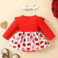 thumbnail image 4 of PINQI Toddler Baby Girls My First Valentine's Day Outfit Heart Ruffle Long Sleeve Sweatshirt Dress +Headband Spring Fall Clothes Set(Red-a,12-18 Months), 4 of 9