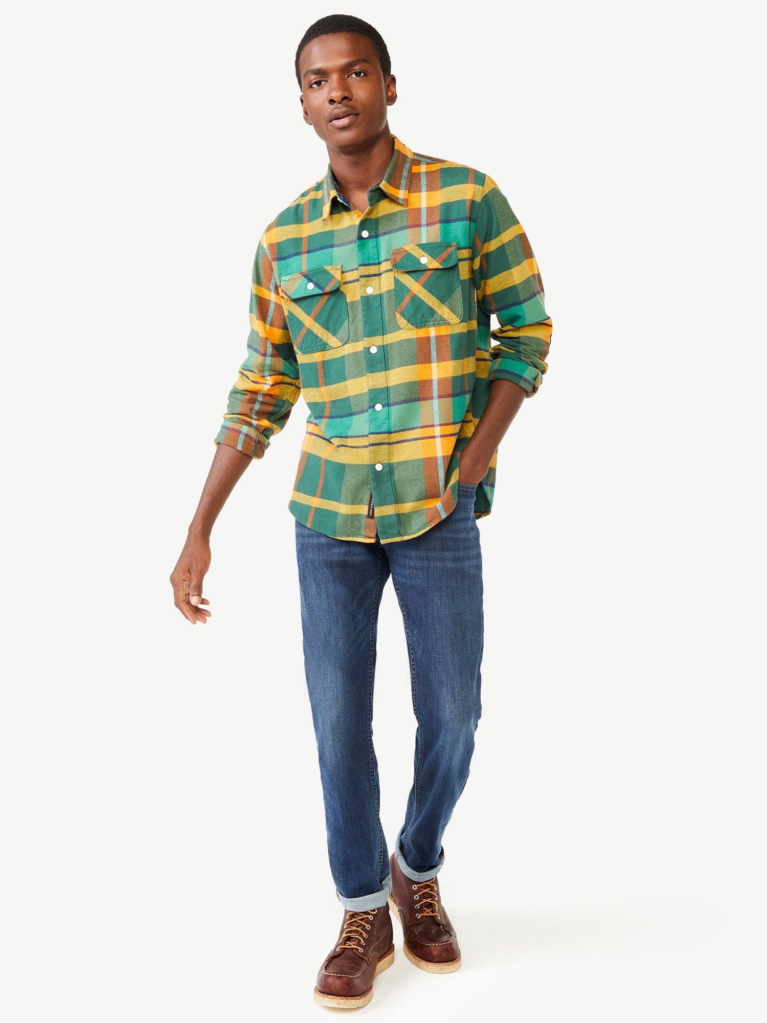 Free Assembly Men's Vintage Inspired Flannel Shirt