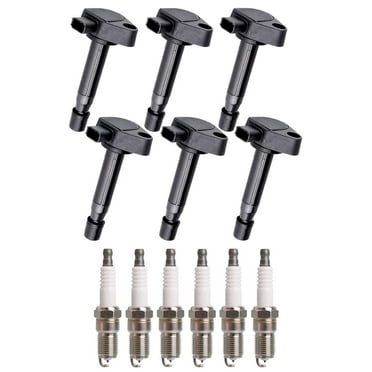 Set of 6 ISA Ignition Coils & 6 Spark Plugs for 2001-2009 Honda Civic Pilot Ridgeline & Acura MDX Replacement for UF400