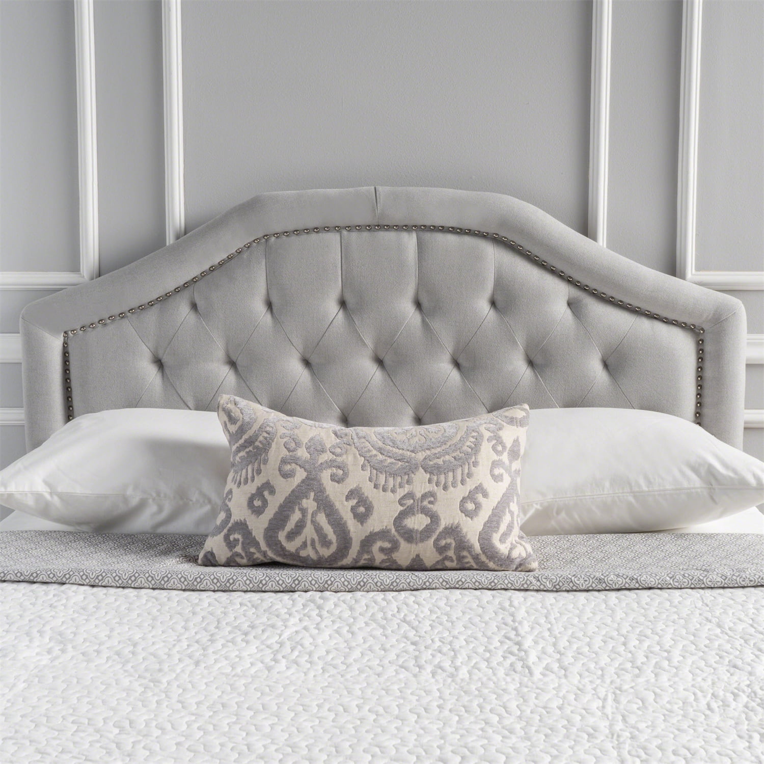 Kepooman Tufted Upholstered Queen / Full Size Headboard in Gray Fabric Kepooman Tufted Upholstered Queen / Full Size Headboard in Gray Fabric