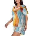 thumbnail image 3 of Womens Pajama Sets With Pocket, Happy Goat In Meadow Lounge Sets Short Sleeve Sleepwear PJ Sets for Women, 3 of 6