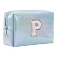thumbnail image 1 of Bolsa de maquillaje con letras bordadas de gran capacidad, neceser, bolsa de viaje, bolso de mano, bolso de cosméticos, azul, 1 of 2